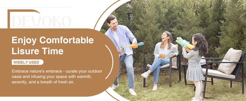 Devoko 3 Piece Rocking Bistro Set Wicker Patio Outdoor Furniture Porch Chairs Conversation Sets with Glass Coffee Table (Beige)