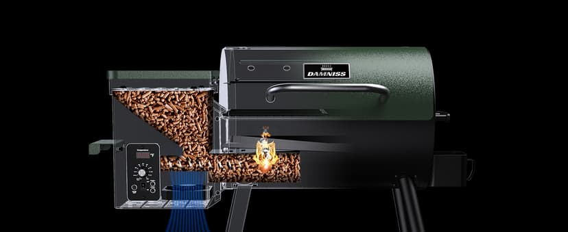 Grills DAPG-03 Electric Wood Pellet Smoker Grill, 456 SQ.IN Cook Area Pellet Grill with Auto Feed & PID Temperature Control (180-450°F), 8 in 1 BBQ Grill for Backyard Outdoor