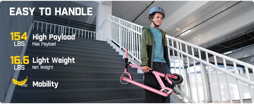 FanttikRide T9 Electric Scooter for Kids 4.3-5.6 ft, 7/10/12 MPH, LED Battery Level, Height Adjustable and Foldable, Electric Scooter for Kids, 200W Motor, Up to 40 mins