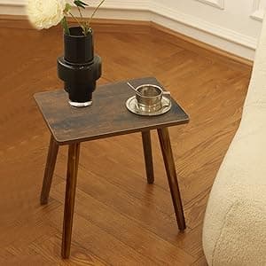 AWASEN Side Table, Small Wood End Table Living Room, Mini Bed Side Table Modern Accent Nightstand with Solid Wood for Bedroom Office Small Spaces, Rustic Brown