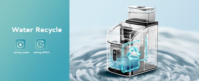 EUHOMY Ice Cube Maker Machine Countertop with External Water Tank, 34Lbs, 16Pcs Ready in 13 Mins, 2 Ways to Add Water, Auto-Cleaning, with Ice Scoop & Basket, for Home/Kitchen/Office/Bar (Black)