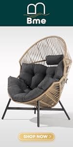 Bme Heavy Duty 400 lbs Capacity Wicker Egg Chairs for Outside & Indoor, Premium Soft Thick Olefin Fabric Cushion & UV 2000 Hours Material Teardrop Design, Durable Against Water, Weather