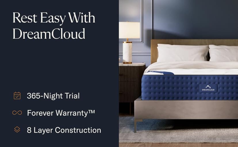 DreamCloud 12" Queen Mattress - Luxury Hybrid Gel Memory Foam - 365 Night Trial - Premium Pressure-Relieving Layers - Forever Warranty - Mattress in a Box - CertiPUR-US Certified