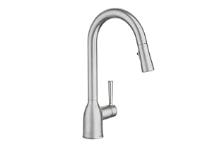 Moen Adler Chrome One-Handle High Arc Kitchen Sink Faucet with Power Clean, Modern Kitchen Faucet with Pull Down Sprayer, 87233