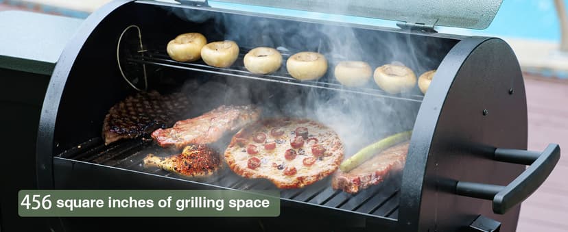 Grills DAPG-03 Electric Wood Pellet Smoker Grill, 456 SQ.IN Cook Area Pellet Grill with Auto Feed & PID Temperature Control (180-450°F), 8 in 1 BBQ Grill for Backyard Outdoor