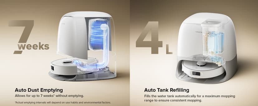 roborock Qrevo Curv S5X Robot Vacuum and Mop, 17000Pa Suction, Zero-Tangling Design, FlexiArm Side Brush, Smart Obstacle Avoidance, Self-Washing & Drying & Emptying for Carpet, Pet Hair, Hard Floor