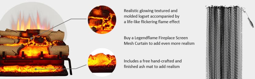 LegendFlame 23" W Free Standing Electric Fireplace White Birch Log Set (EF290A-WB), Fireplace Insert, Heater 750W/1500W, Crackling Sound, Remote Control