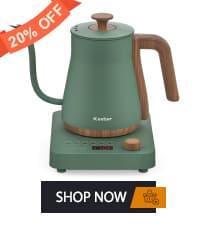 Gooseneck Electric Kettle, Electric Tea Kettle Stainless Steel, Pour over kettle for Coffee, 1000W Hot Water Kettle Electric Auto Shut Off, 0.8L, Wood-like Grain Finish Handle, Matcha Green