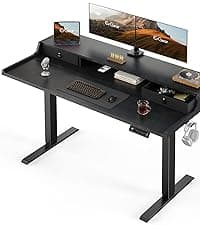 ErGear Height Adjustable Electric Standing Desk, 47.2 x 23.6 Inches Sit Stand up Desk, Memory Computer Home Office Desk with Two-Piece Desktop (Black)