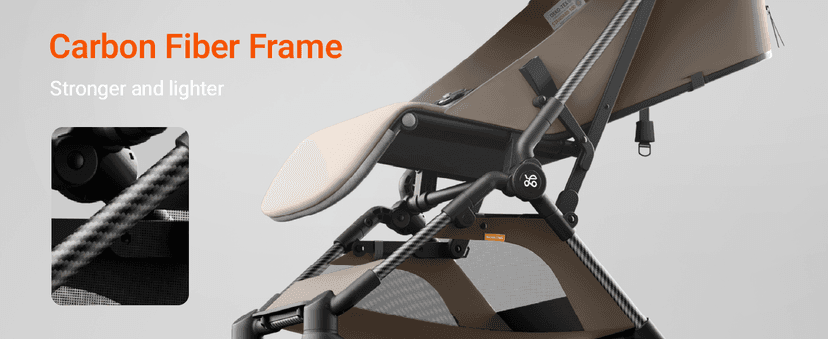 MAMAZING Lightweight Baby Travel Stroller with Carbon Fiber Frame, Compact & Airplane-Friendly, One-Handed Folding Design, 11.6 lbs, Perfect for Toddlers, Organizer & Cushion Included, Simply Taupe