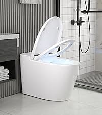 DeerValley Smart Bidet Toilet, One Piece Bidet Toilet for Bathrooms, Toilets with Auto Open/Close Lid, Heated Seat, Warm Dryer, Foot Sensor Operation, Night Light,Tankless Toilets with LED Display