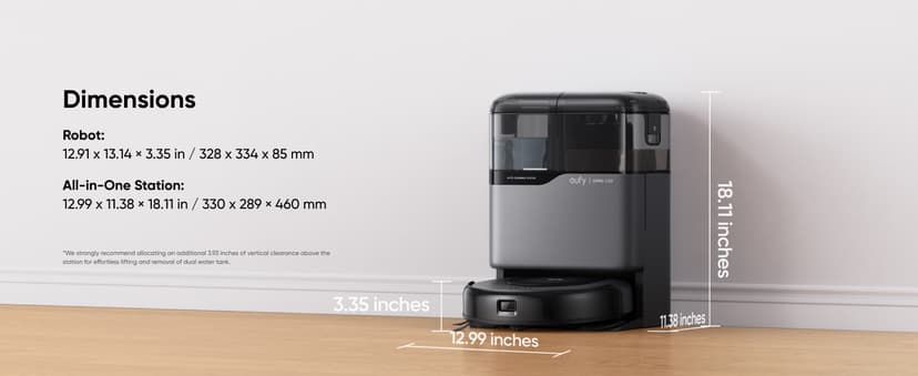 eufy Robot Vacuum Omni C20, Robot Vacuum and Mop Combo, Self Emptying, Auto Mop Washing and Auto Drying for Hands-Free Cleaning, 7000 Pa Powerful Suction, 3.35-Inch Design, All-in-One Station