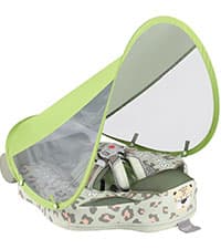 Mambobaby Baby Swim Float with Canopy Non-Inflatable Infant Pool Float with Tail 3-24 Months Avoid Flip Solid Skin-Friendly Material for Toddler Boys Girls