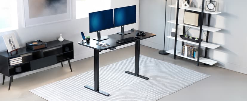 VIVO Electric 60 x 24 in Standing Desk, Memory Height Adjustment, 1B Series, One-Piece Black Top, Black Frame, DESK-KIT-1B6B