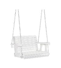 VINGLI Upgraded Patio Wooden Porch Swing for Courtyard & Garden, Heavy Duty 880 LBS Swing Chair Bench with Hanging Chains for Outdoors (Brown, 5 FT)