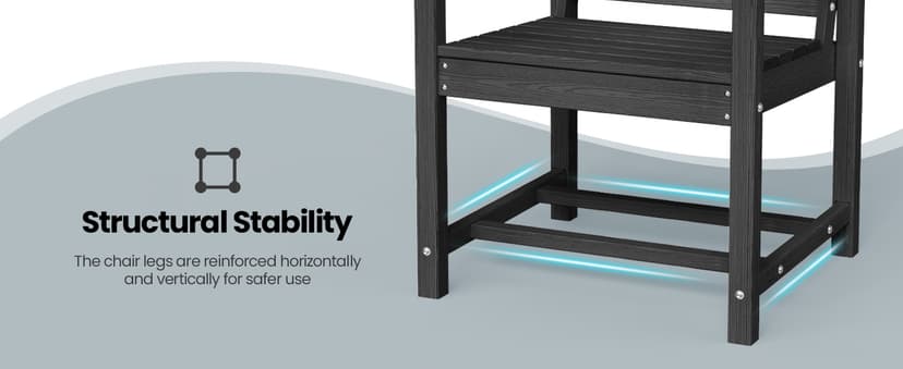 HDPE Outdoor Dining Set, 7 Piece Patio Table and Chairs Set with 2" Umbrella Hole, All Weather Patio Furniture for 6 Person in Garden, Backyard, Deck | Matte Black