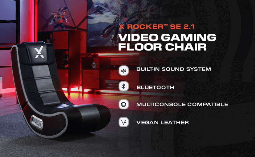 X Rocker V Rocker SE Black Foam Floor Video Gaming Chair for Adult, Teen, and Kid Gamers -2.1 High Tech Audio and Wireless Capacity - Foldable and Ergonomic Back Support (5130301)