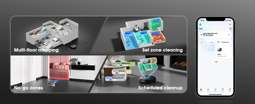 Robot Vacuum and Mop, Mapping Robotic Vacuums Cleaner with LiDAR Navigation Smart & Strong Suction, WiFi/App/Alexa/Voice Control, Obstacle Avoidance, for Home, Wood/Hard Floors, Pet Hair -Grey