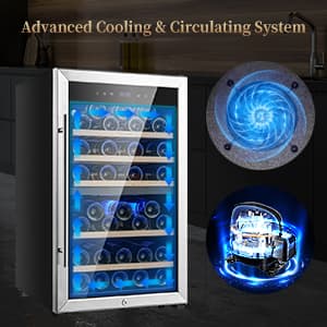 Wine Refrigerators,52-bottle Wine Fridge Cooler Freestanding Wine Refrigerator,(Bordeaux 750ml) Dual Zone Compressor Wine Cellar Chiller