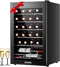 BODEGA 24 Inch Wine Cooler Refrigerator, 46 Bottle Dual Zone Wine Fridge with Double-Layer Tempered Glass Door,wine refrigerator with Temperature Memory Function, Built-in or Freestanding wine cooler.