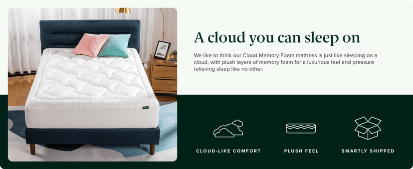 Zinus 12 Inch Cloud Memory Foam Mattress, Queen, Fiberglass Free, Pressure Relieving, Mattress in A Box, CertiPUR-US Certified, White