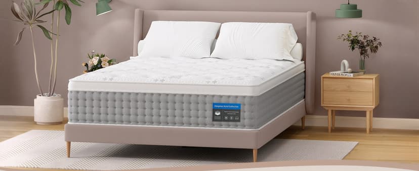 Sleepmax Queen Mattress 14 Inch - Hotel-Collection Hybrid Mattress Extra Lumbar & Hip Support - Deep Sleep Bed in a Box Pain Relief - Fiberglass-Free, CertiPUR-US Certified, 365-Night Trial