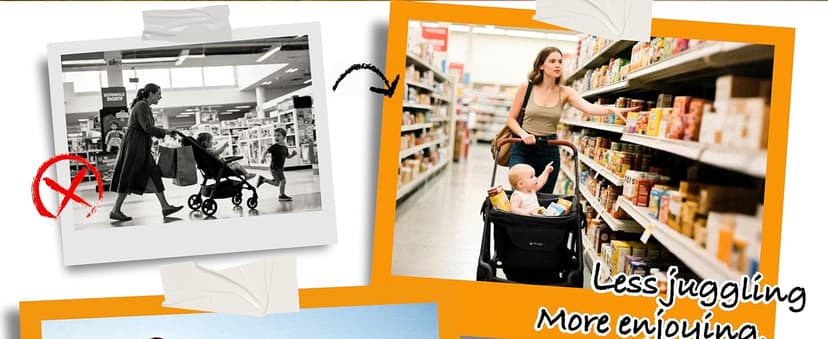 Tandem Wagon Stroller for 2 Kids, All-Terrain with Removable UV-Protection Canopy, Adjustable Push/Pull Handle, Snack Tray & Cup Holders, Perfect for Baby and Toddler(Khaki)