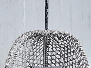 Egg Swing Chair Outdoor with Stand, Hanging Egg Rattan Basket Chair with Cushion and Pillow, Lounge Chairs, Foldable Basket and Metal Stand for Porch, Patio, Bedroom, Balcony,Yard (Grey)