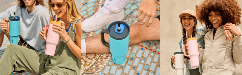 Owala Stainless Steel Triple Layer Insulated Travel Tumbler with Spill Resistant Lid, Straw, and Carry Handle, BPA Free, 40 oz, Gray (Foggy Tide)