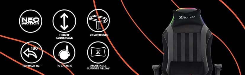 X Rocker Sigma PC Computer Gaming Office Desk Chair, with Headrest RGB LED Lights, Adjustable Seat and Armrest, 0780401, 24.41" x 49.8" x 20.87", Black