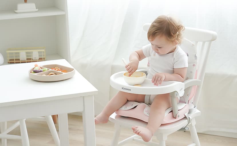 Baby Booster Seat for Dining Table with Removable Tray & Cushion, 3in1 Portable Toddler Booster Seat, 4 Height Adjustable Travel High Chair for Babies and Toddlers