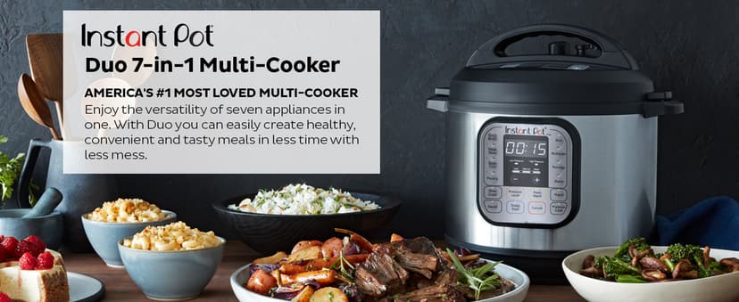 Instant Pot Duo 7-in-1 Electric Pressure Cooker, Slow Cooker, Rice Cooker, Steamer, Sauté, Yogurt Maker, Warmer & Sterilizer, Includes App With Over 800 Recipes, Stainless Steel, 6 Quart