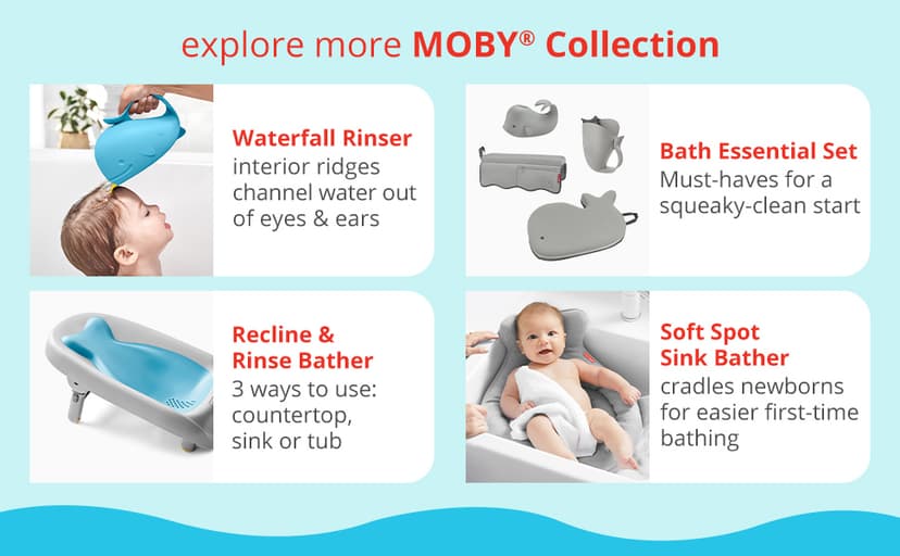 Skip Hop Infant Bath Tub 3-Stage Grow With Baby Smart Sling MOBY Bathtub Grey Age 0+
