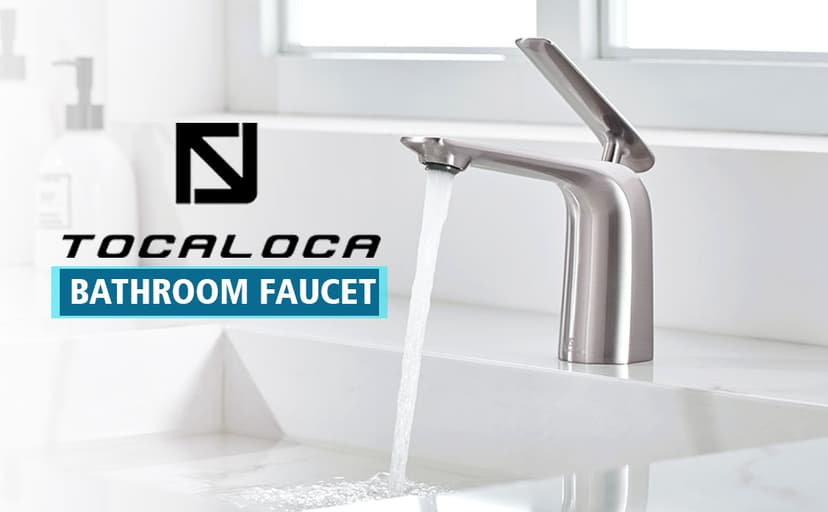 TOCALOCA 1 Handle Bathroom Faucet Brushed Nickel Sink Faucet, One Hole Bathroom Sink Faucet Modern Basin Mixer Taps, Premium Brass Vanity Faucet with Water Supply Hose