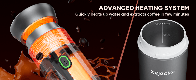 kejector Portable Coffee Maker Espresso Machine for Travel Nano Car Coffee Maker Compatible with Ground Coffee & NS Capsule for RV, Hiking Camping Office, Travel Espresso Maker Electric Gray