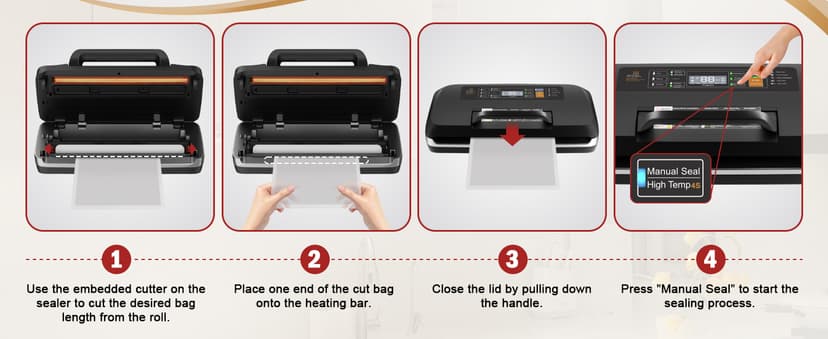 95kpa Vacuum Sealer Machine,Commercial Fully Automatic Food Sealer,10-in-1 Functions & Powerful Sealing System with Double Heat Seal,Easy-Lock Handle,Built-in Cutter,1 Bag Rolls and 10 Pre-cut Bags