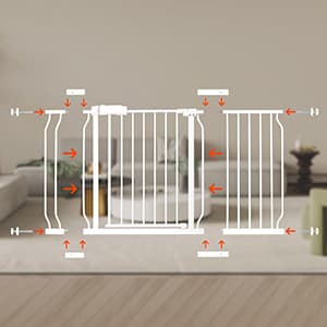 Extra Wide Baby Gate with Door Pressure Mounted 57.48-62.20 Inch,Child Baby Gates for Doorways No Drilling,Walk Through Dog Gate Indoor for The House Kitchen Stairs,White