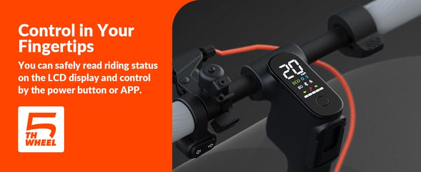 5TH Wheel V40 PRO Electric Scooters, 48V 800W Peak Motor & 20 MPH, 24.9 Miles Range, 10" Solid Tires, Front-N-Rear Suspension and Ambient Light, Folding Sport Scooters with Dual Brake System and APP