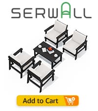 SERWALL HDPE Folding Adirondack Chair with Dual Cup Holder - Composite Adirondack Chair - Black