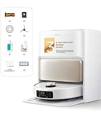 Mova V50 Ultra Complete Robot Vacuum and Mop Self-Cleaning, 24,000 Pa Suction, Liftable Navigation with Obstacle Overcoming and Warm Water Mopping with DuoSolution System Designed for Pets, White