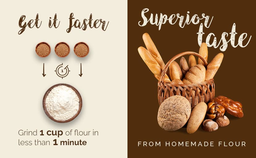 WONDERMILL Hand Grain Mill Red Wonder Junior Deluxe- Manual Grain Mill and Grain Grinder for Dry and Oily Grains - Kitchen Flour Mill, Hand Crank and Spice, Corn, Wheat Stone Mill Grinder