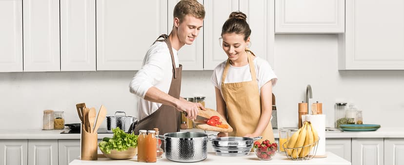 imarku Pots and Pans Set, 14PCS Kitchen Cookware Sets Tri-Ply Clad Stainless Steel with Hangered Handle and Lids, Suits Ceramic and Induction, Oven and Dishwasher Safe, Best Gifts for Women Man