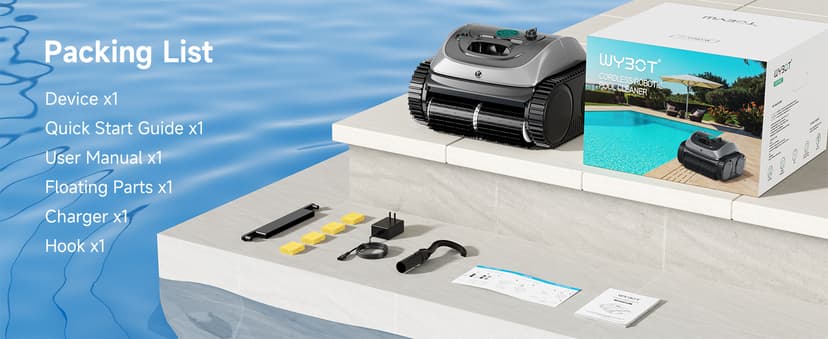 (2025 Upgrade) WYBOT C1 Pool Robot Vacuum for Inground Pools, 4-in-1 Cordless Robotic Pool Cleaner Lasts 150min, Triple-Motor up to 1,614 Sq.ft, Smart APP Support, Auto Wall & Waterline Cleaning