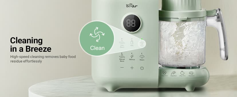 Bear 2025 Baby Food Maker with Two Layer Steam Baskets, Multifunction Baby Food Processor Steamer Puree Blender, Baby Food Mill with Bottle Warming Sterili-zing Auto Cleaning Function, BPA-Free
