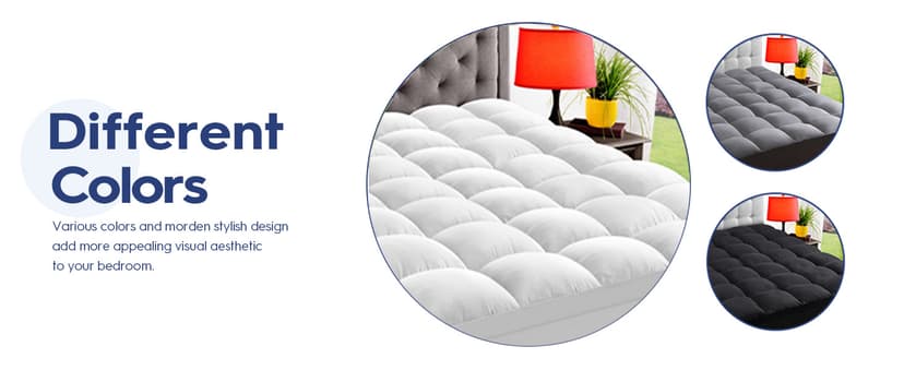 ELEMUSE King Mattress Topper for Back Pain, Extra Thick Mattress Pad Cover, Plush Soft Pillowtop with Elastic Deep Pocket, Overfilled Down Alternative Filling