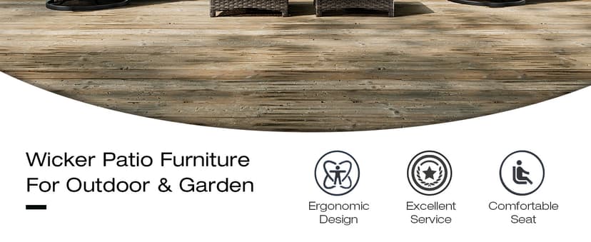 Joyside Outdoor Patio Couch Wicker Sofa - 3 Seater Rattan Sofa for Outside Patio Garden with Deep Seating and Olefin Cushions(Mixed Grey/Beige)