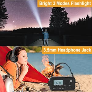 Raynic NOAA Weather Radio, 5000mAh/18500mWh Solar Hand Crank Emergency Radio, Battery Powered Portable Radio with AM/FM/SW/NOAA, Cell Phone Charger, Type-C Charging, Flashlight and SOS Siren
