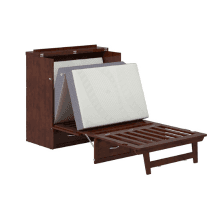 AFI, Northfield Queen Murphy Bed Chest with 6" Mattress, Storage Drawer & Built-in USB Charger, Light Toffee