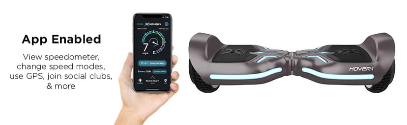 Hover-1 Ranger Electric Self Balancing Hoverboard with Dual 200W Motors, 7 MPH Max Speed, 6 Miles Max Range, and 6.5” Tires Self Balancing Scooter, Gray
