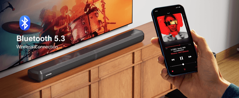 ULTIMEA 4.1ch Sound Bar for Smart TV with Dolby Atmos, 2-in-1 Bluetooth 5.3 Soundbar with Subwoofer, 280W Peak Power, 3 EQ Modes TV Soundbar, Bass Adjustable, HDMI eARC, Apollo S60, 2025 Upgraded